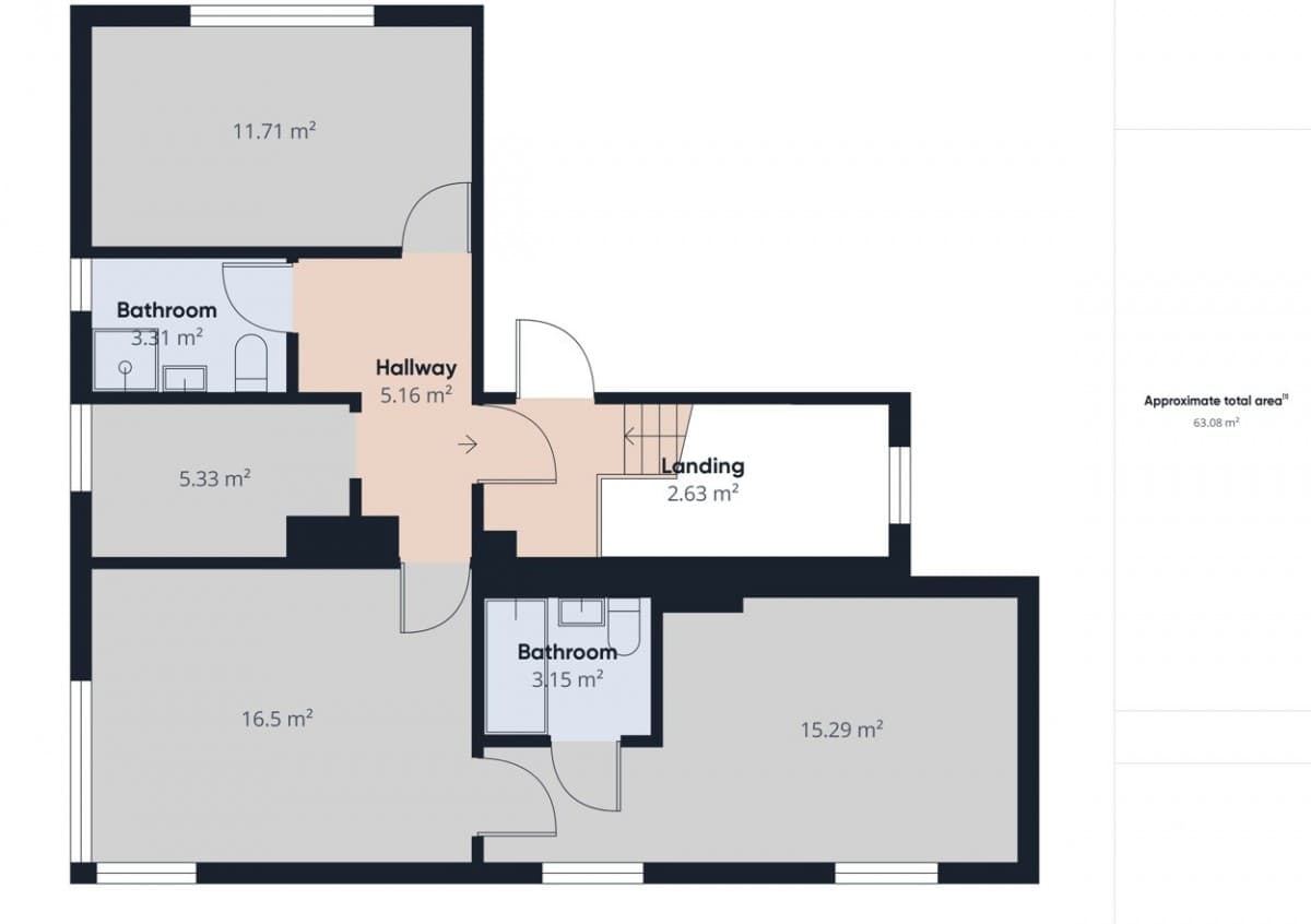 Przestronne mieszkanie bez czynszu z dwiema łazienkami – 13