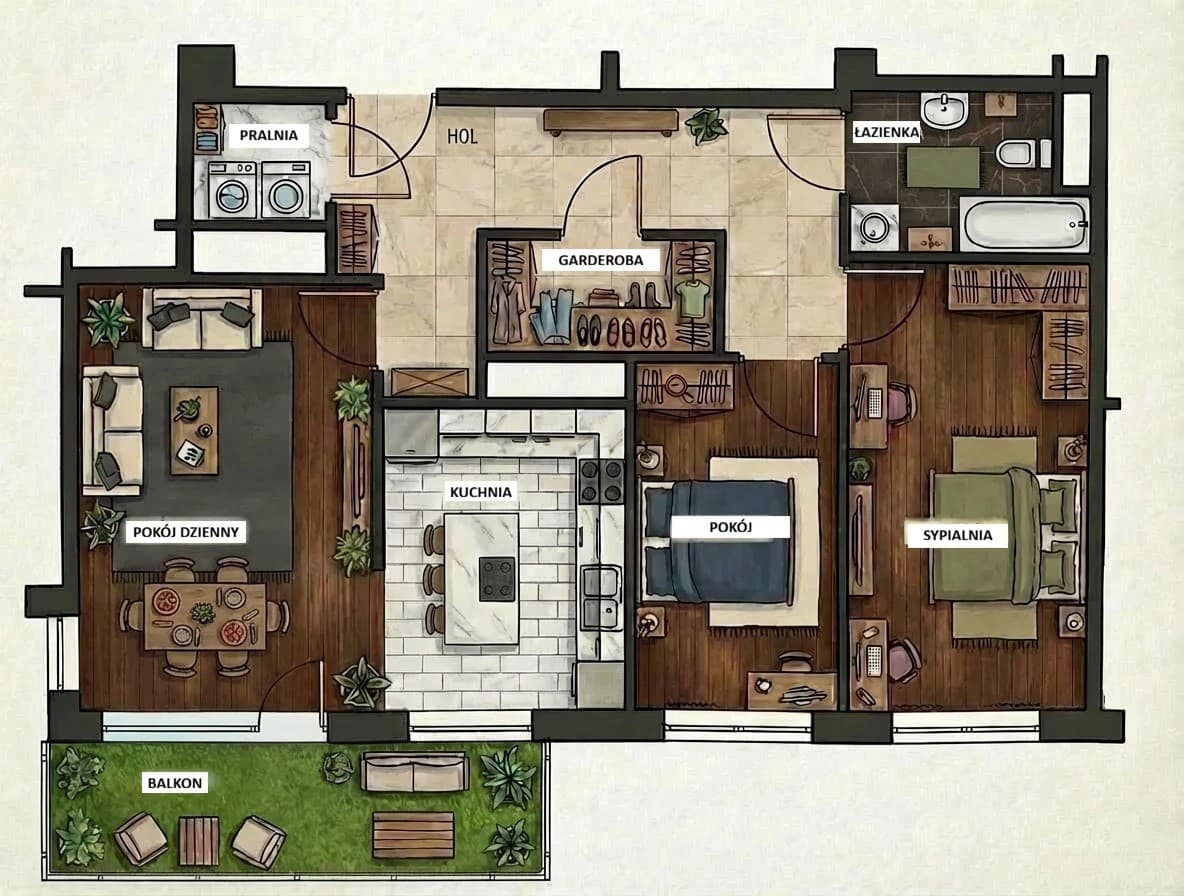 Przestronne mieszkanie rodzinne przy metrze Ulrychów – 12